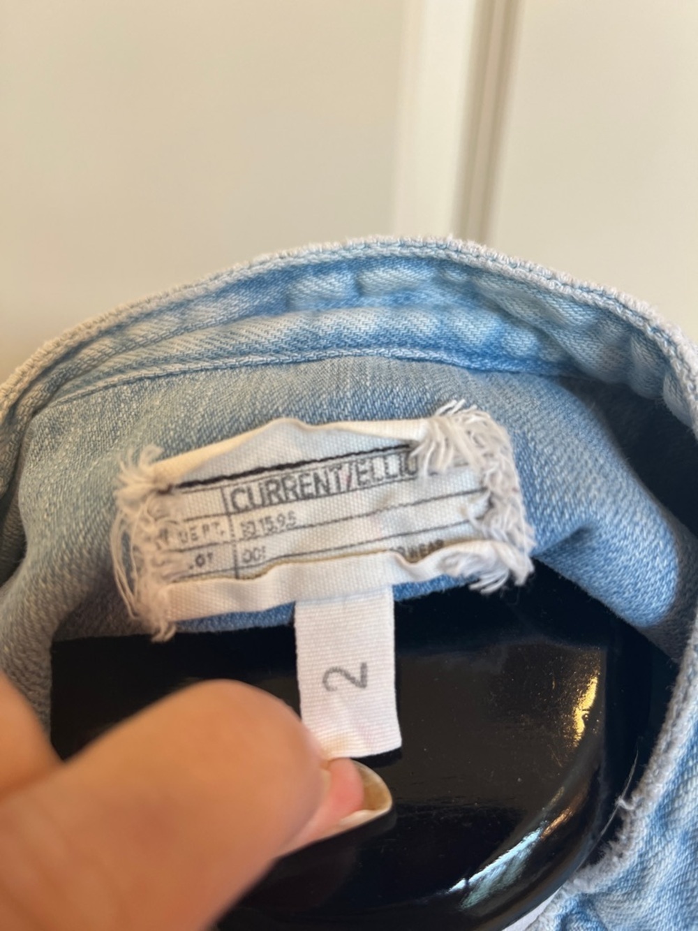 Current/Elliott Light Blue Denim faded Topstitched dress - Picture 7 of 12